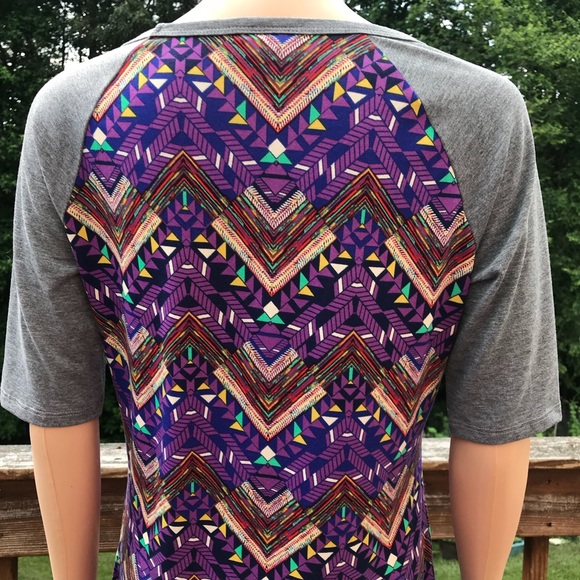 Lularoe Gray Purple Printed Midi Shirt Dress - Picture 3 of 6